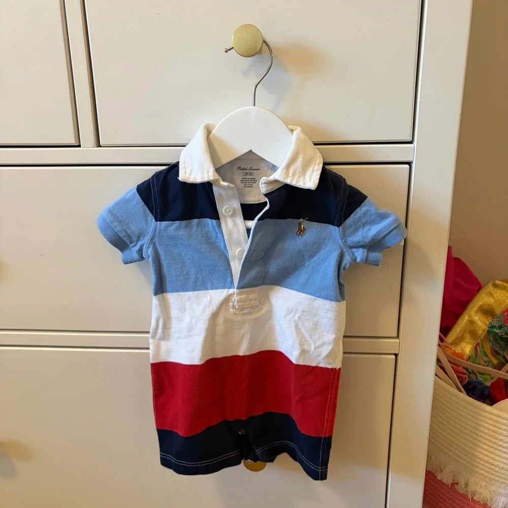 Ralph Lauren Block Stripe Romper Size 3 Months